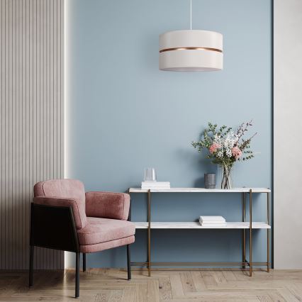 Duolla - Candeeiro suspenso DUO 1xE27/15W/230V diâmetro 40 cm creme/dourado