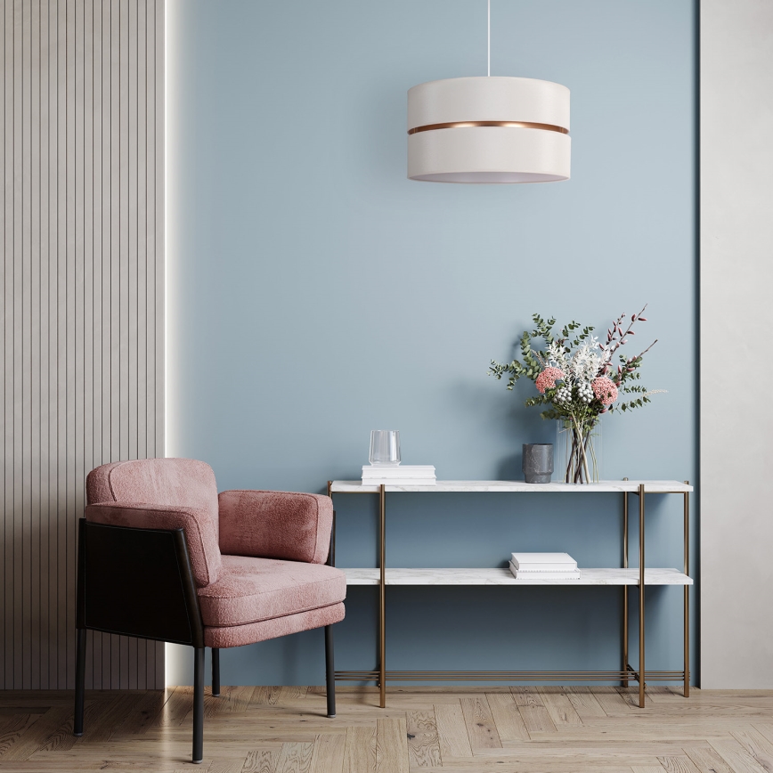 Duolla - Candeeiro suspenso DUO 1xE27/15W/230V diâmetro 40 cm creme/dourado