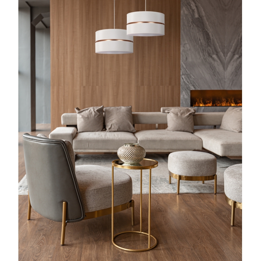 Duolla - Candeeiro suspenso DUO 1xE27/15W/230V diâmetro 40 cm creme/dourado