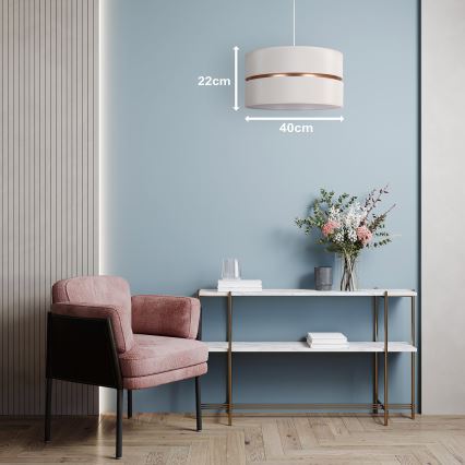 Duolla - Candeeiro suspenso DUO 1xE27/15W/230V diâmetro 40 cm creme/dourado