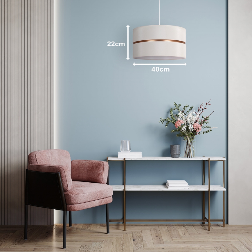 Duolla - Candeeiro suspenso DUO 1xE27/15W/230V diâmetro 40 cm creme/dourado