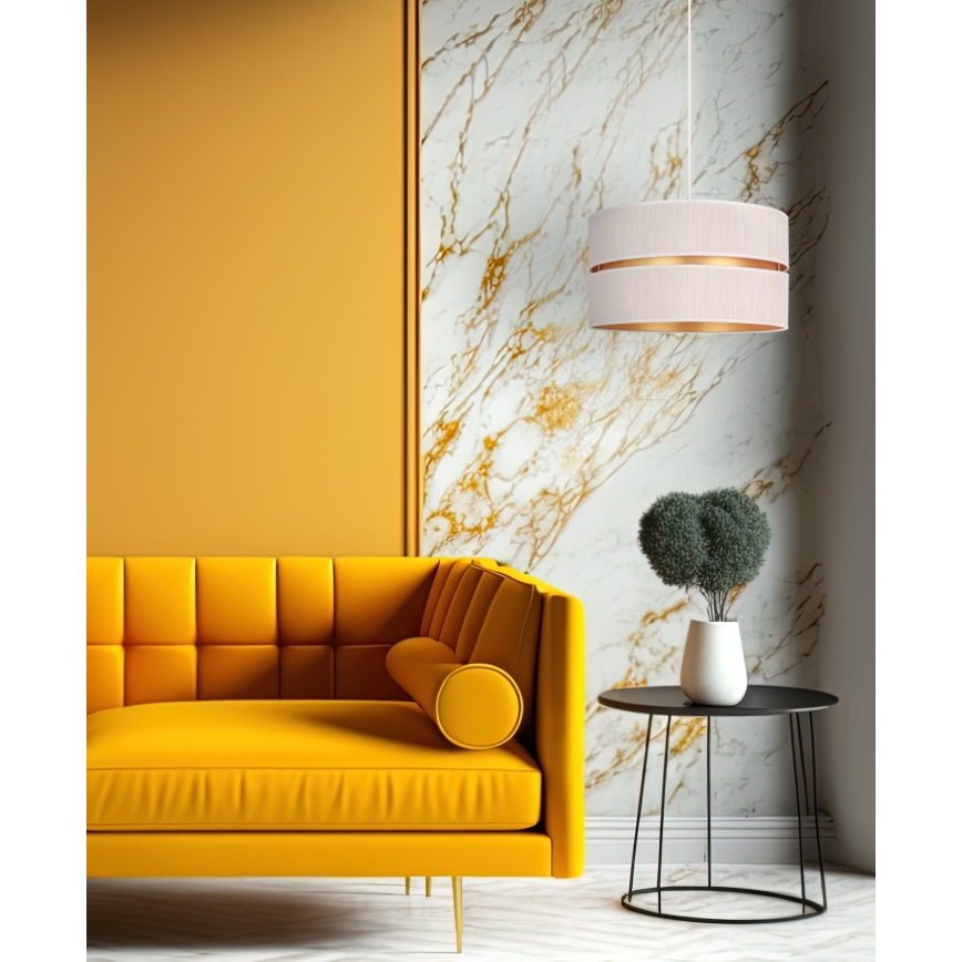 Duolla - Candeeiro suspenso DUO 1xE27/15W/230V diâmetro 40 cm creme/dourado