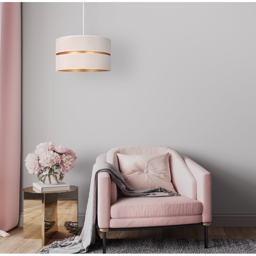 Duolla - Candeeiro suspenso DUO 1xE27/15W/230V diâmetro 40 cm creme/dourado