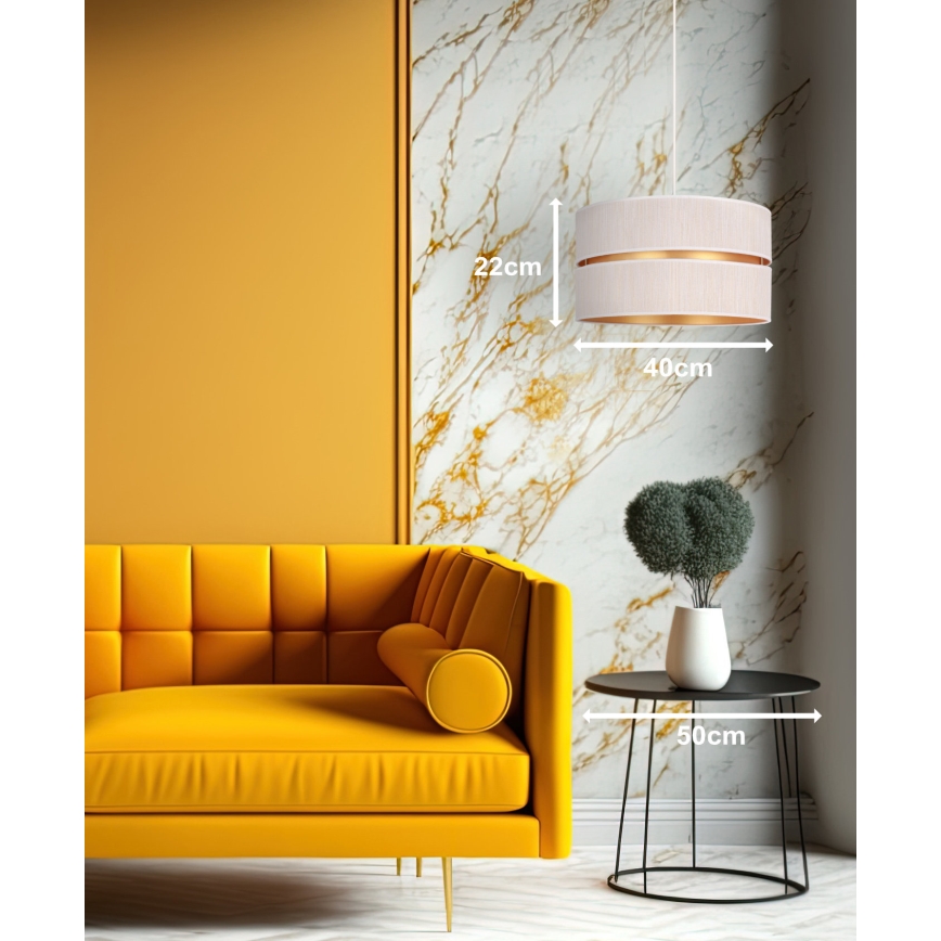 Duolla - Candeeiro suspenso DUO 1xE27/15W/230V diâmetro 40 cm creme/dourado