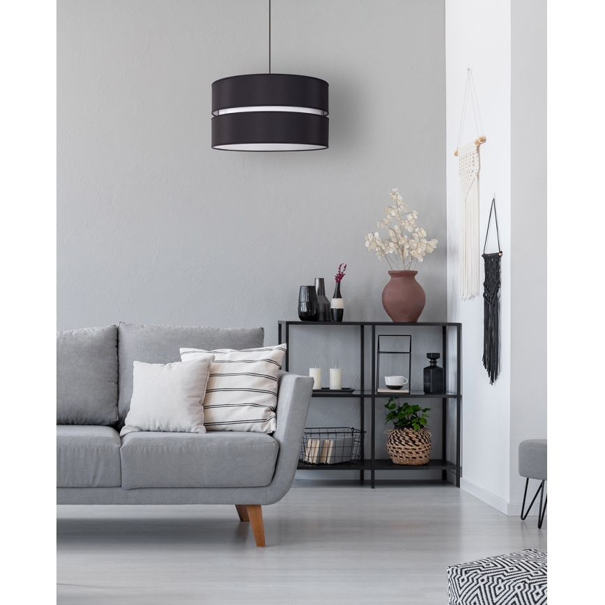 Duolla - Candeeiro suspenso DUO 1xE27/15W/230V diâmetro 40 cm preto/branco