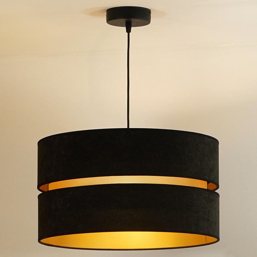 Duolla - Candeeiro suspenso DUO 1xE27/15W/230V diâmetro 40 cm preto/dourado