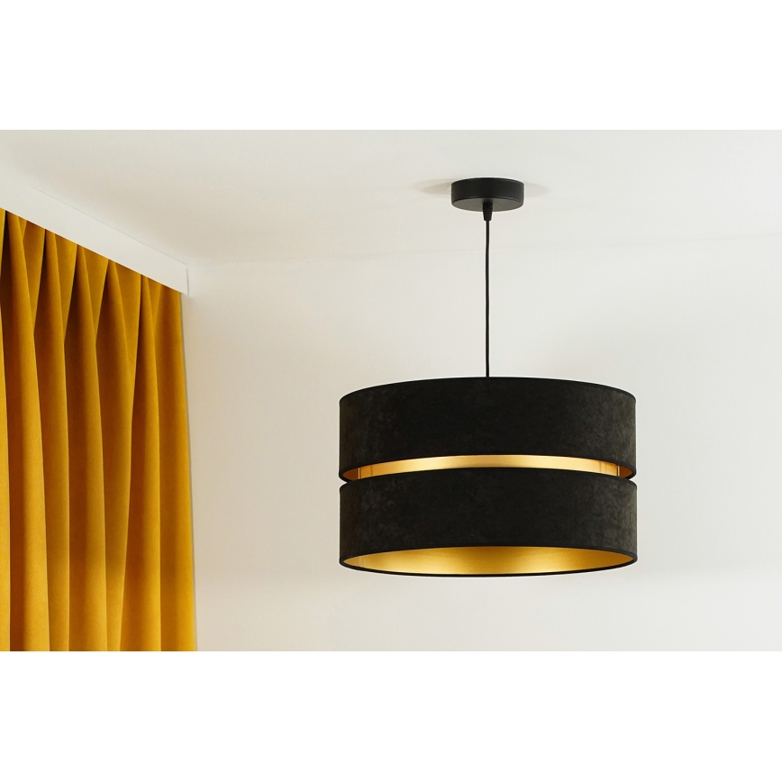 Duolla - Candeeiro suspenso DUO 1xE27/15W/230V diâmetro 40 cm preto/dourado