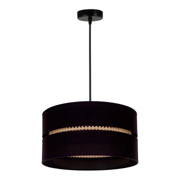 Duolla - Candeeiro suspenso DUO 1xE27/15W/230V diâmetro 40 cm preto/vime