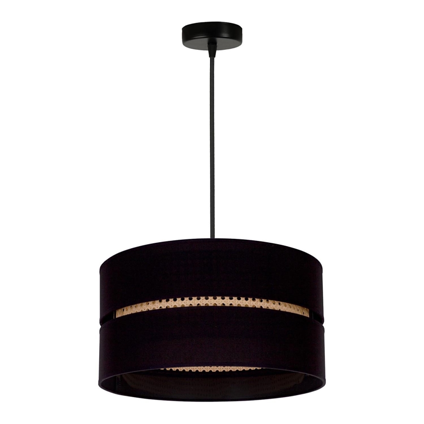 Duolla - Candeeiro suspenso DUO 1xE27/15W/230V diâmetro 40 cm preto/vime