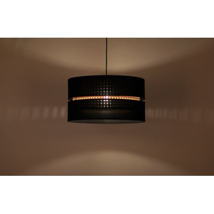 Duolla - Candeeiro suspenso DUO 1xE27/15W/230V diâmetro 40 cm preto/vime