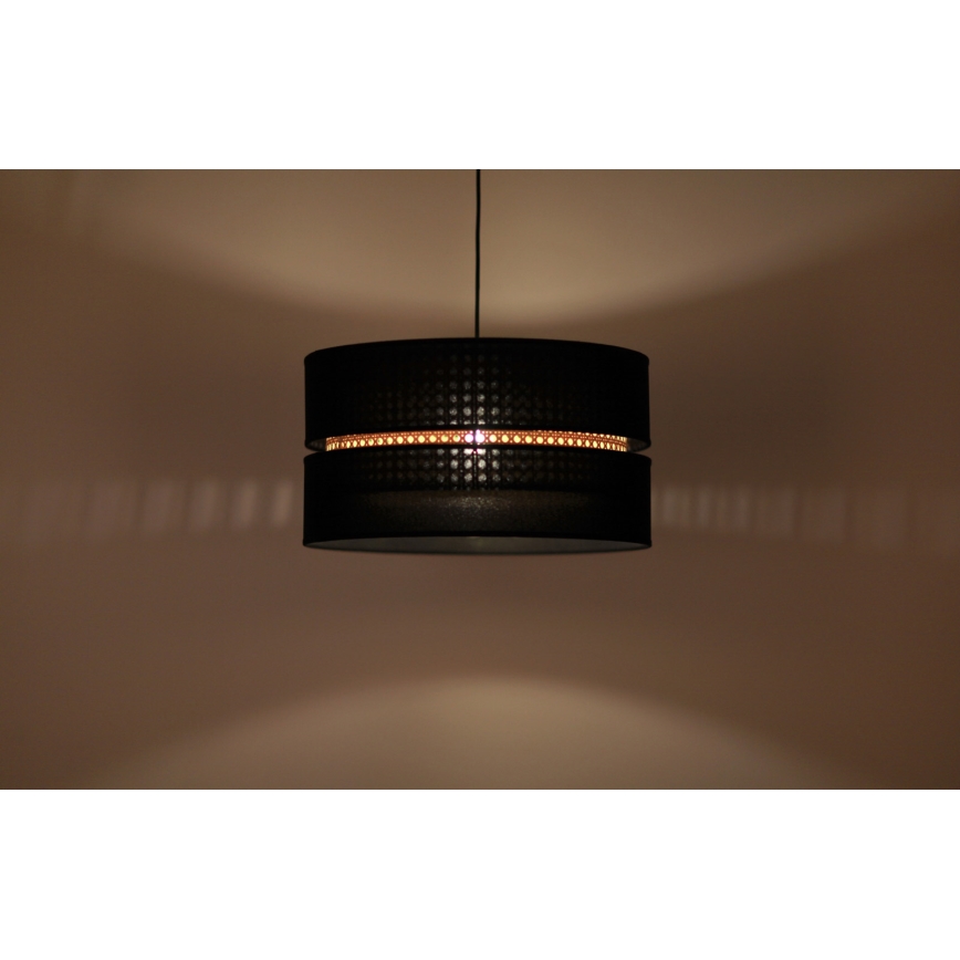Duolla - Candeeiro suspenso DUO 1xE27/15W/230V diâmetro 40 cm preto/vime
