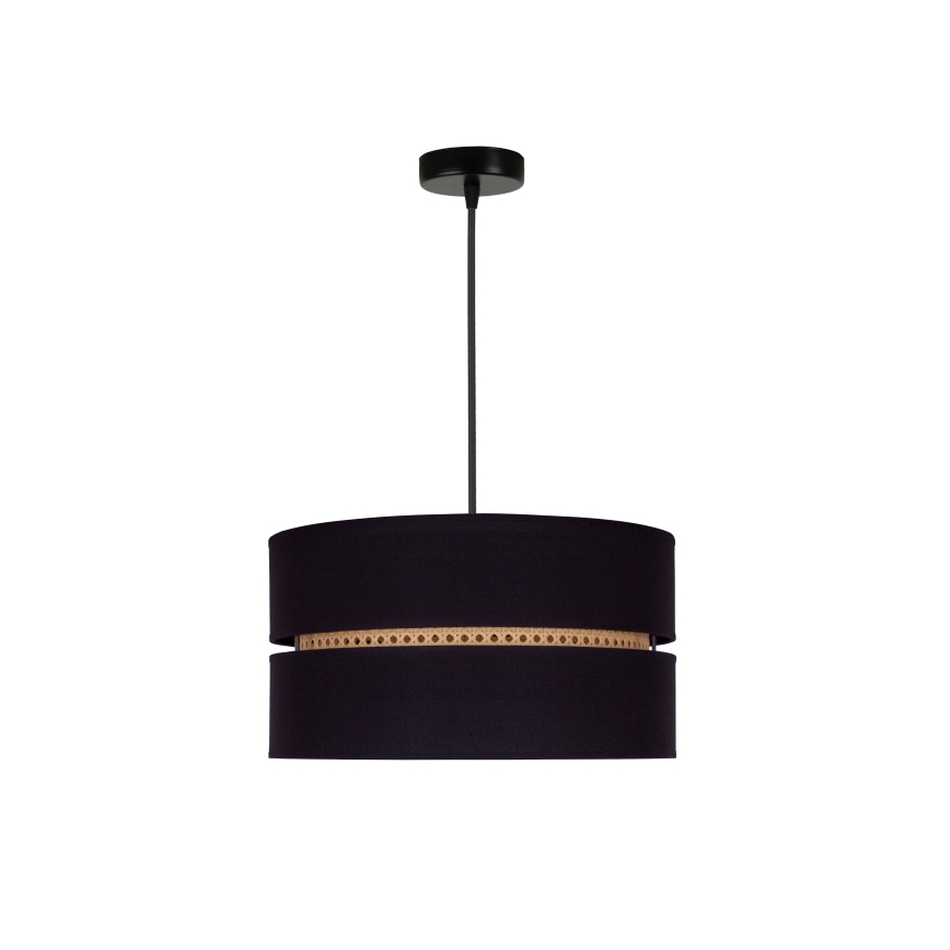 Duolla - Candeeiro suspenso DUO 1xE27/15W/230V diâmetro 40 cm preto/vime