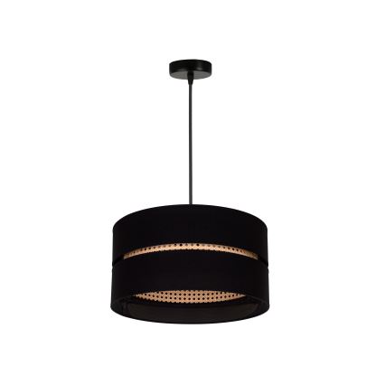 Duolla - Candeeiro suspenso DUO 1xE27/15W/230V diâmetro 40 cm preto/vime