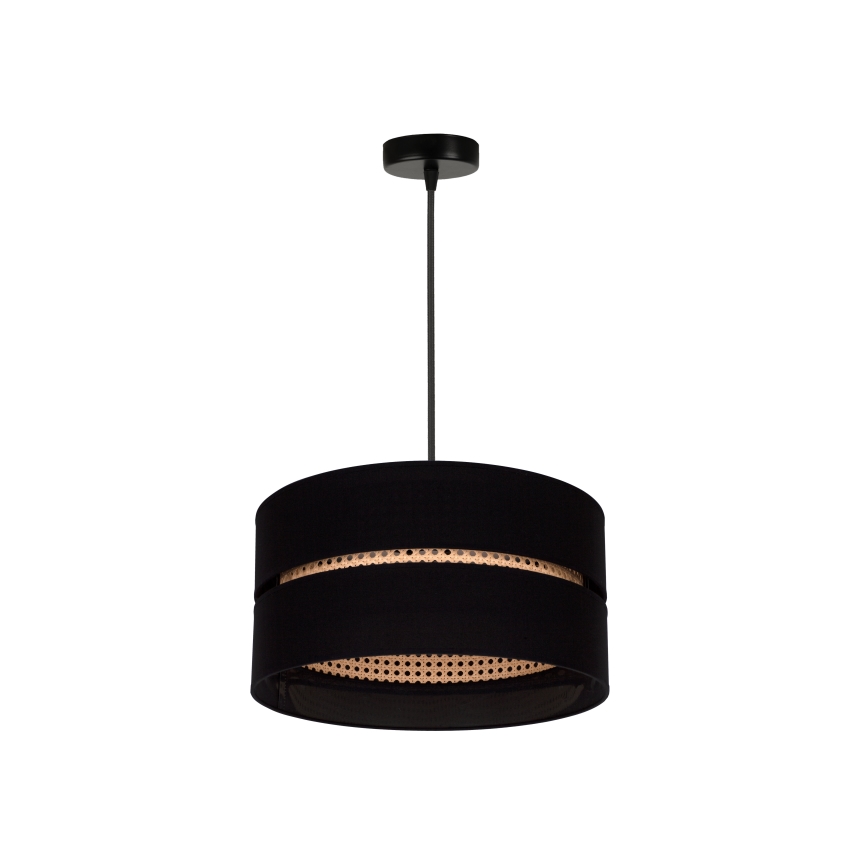 Duolla - Candeeiro suspenso DUO 1xE27/15W/230V diâmetro 40 cm preto/vime