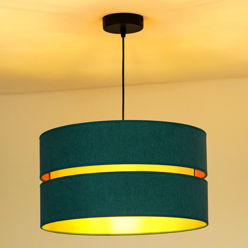 Duolla - Candeeiro suspenso DUO 1xE27/15W/230V diâmetro 40 cm turquesa/dourado