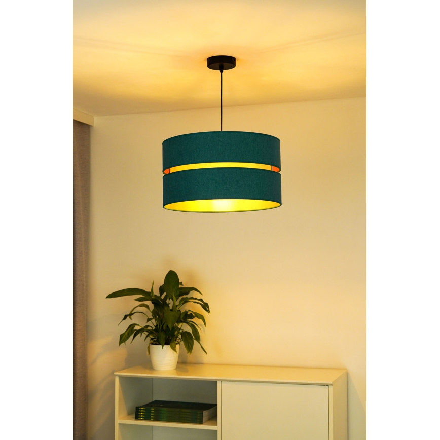 Duolla - Candeeiro suspenso DUO 1xE27/15W/230V diâmetro 40 cm turquesa/dourado