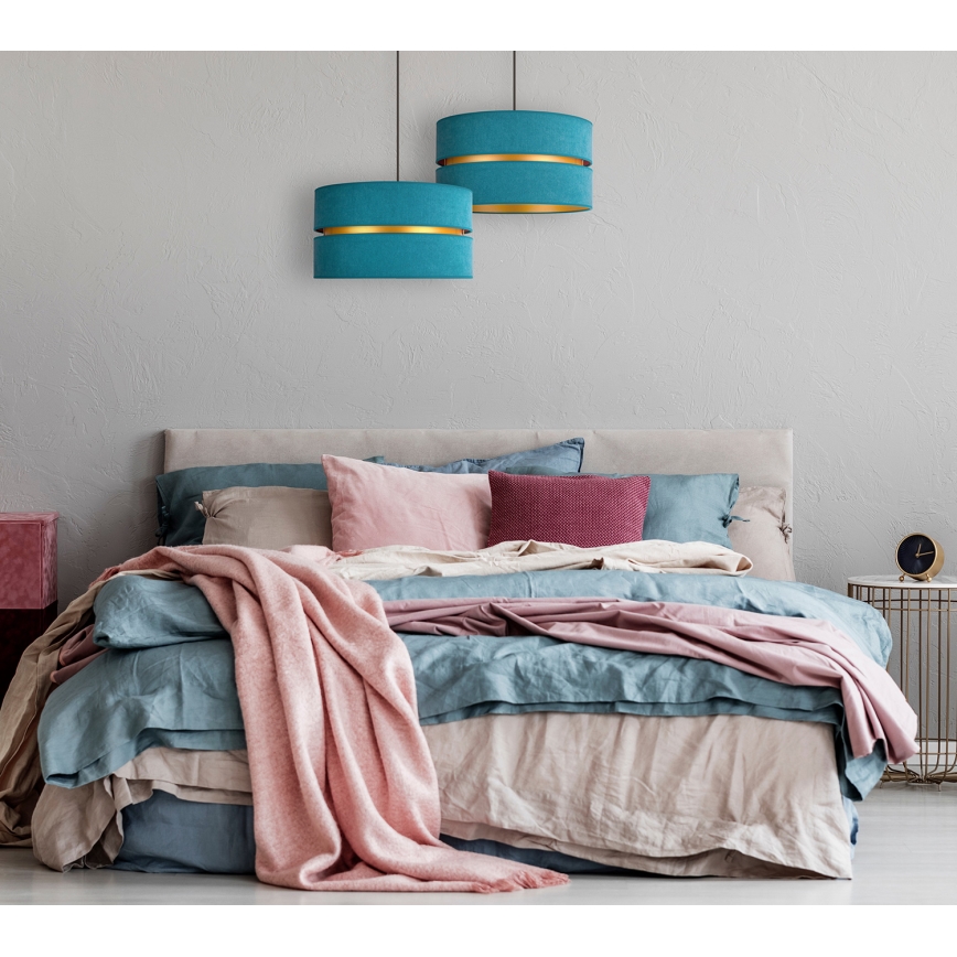 Duolla - Candeeiro suspenso DUO 1xE27/15W/230V diâmetro 40 cm turquesa/dourado