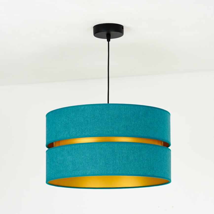 Duolla - Candeeiro suspenso DUO 1xE27/15W/230V diâmetro 40 cm turquesa/dourado