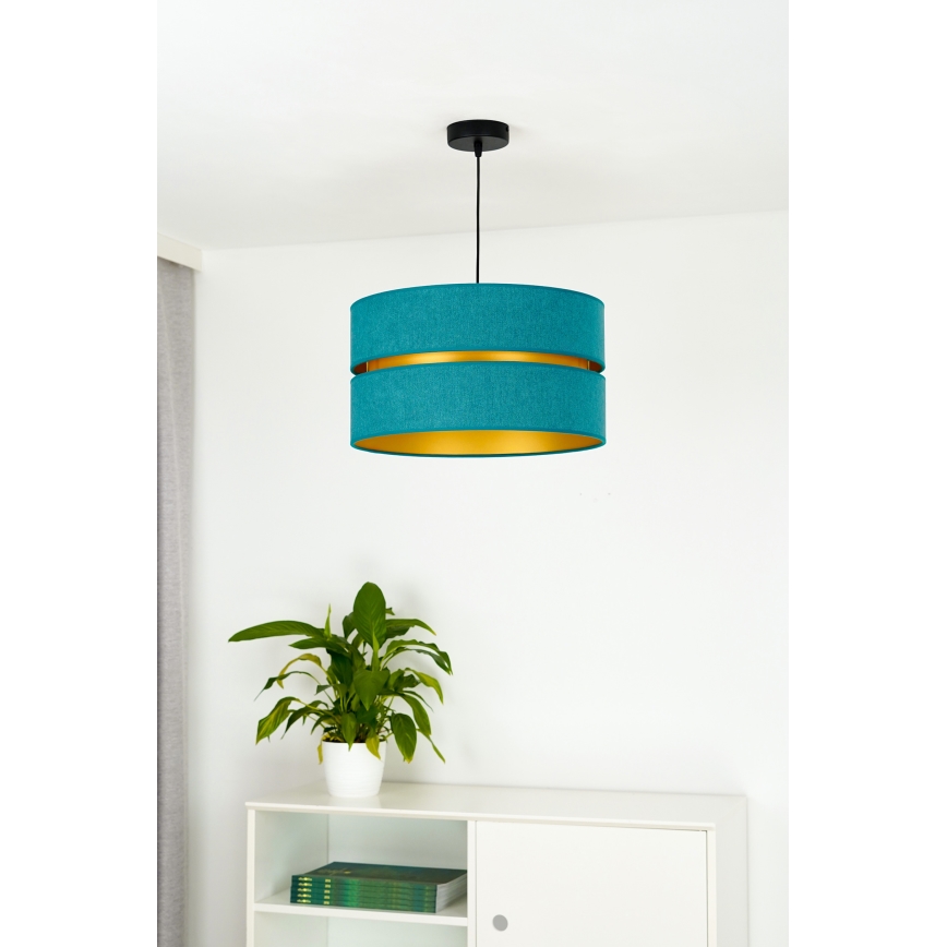 Duolla - Candeeiro suspenso DUO 1xE27/15W/230V diâmetro 40 cm turquesa/dourado