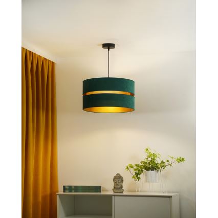 Duolla - Candeeiro suspenso DUO 1xE27/15W/230V diâmetro 40 cm verde/dourado