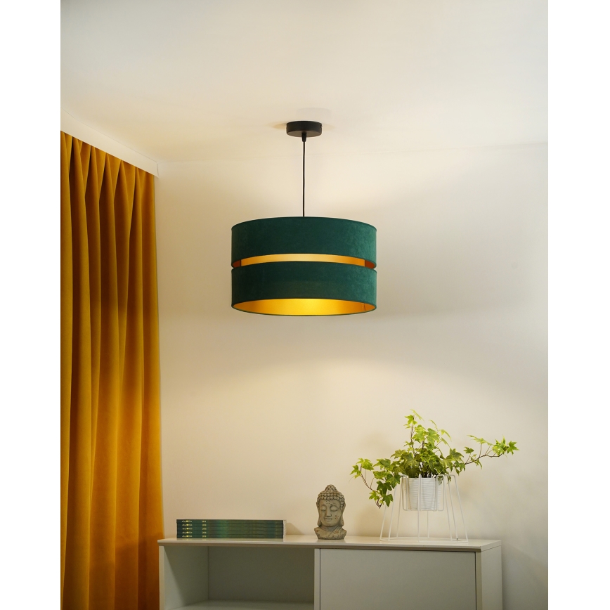 Duolla - Candeeiro suspenso DUO 1xE27/15W/230V diâmetro 40 cm verde/dourado