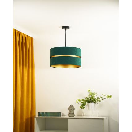 Duolla - Candeeiro suspenso DUO 1xE27/15W/230V diâmetro 40 cm verde/dourado