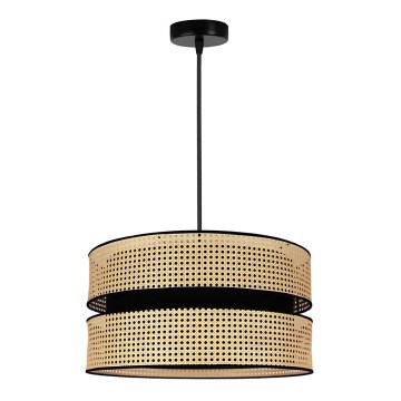 Duolla - Candeeiro suspenso DUO 1xE27/15W/230V diâmetro 40 cm vime/preto