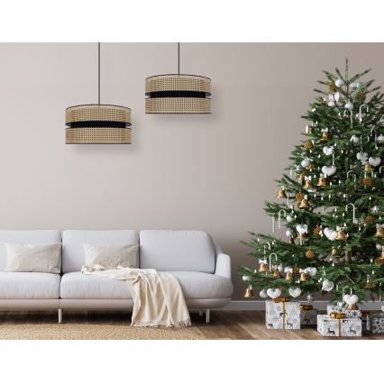 Duolla - Candeeiro suspenso DUO 1xE27/15W/230V diâmetro 40 cm vime/preto