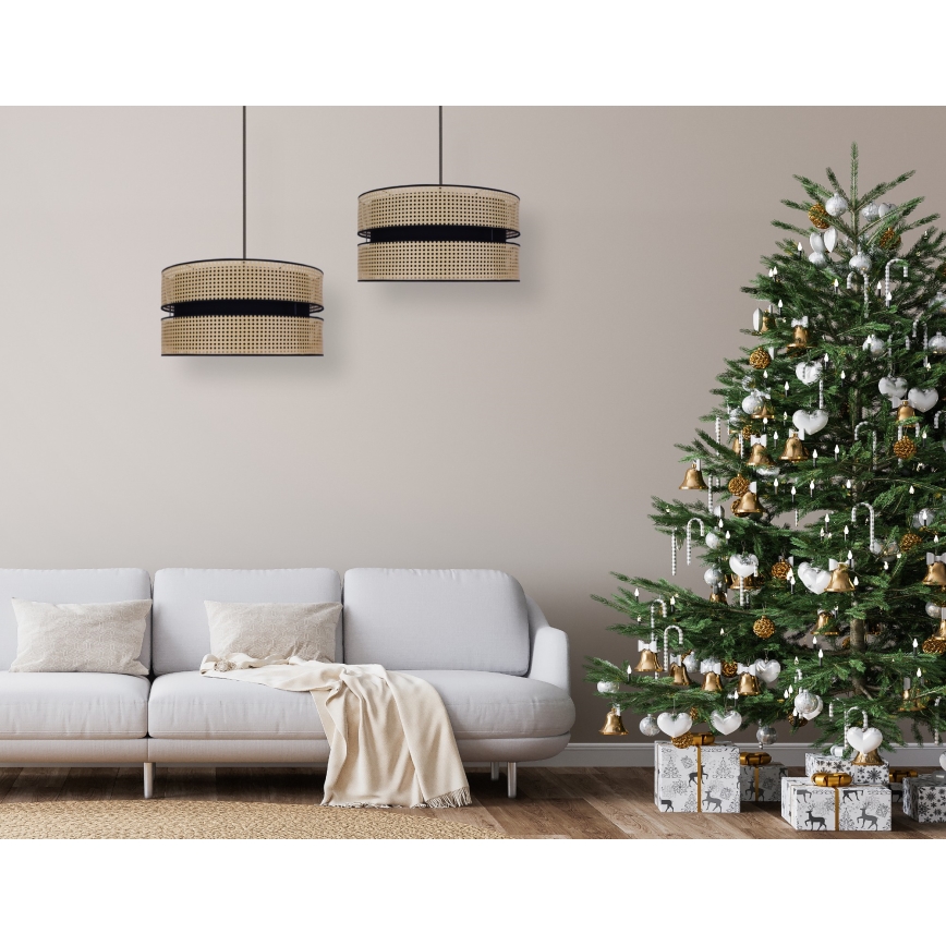 Duolla - Candeeiro suspenso DUO 1xE27/15W/230V diâmetro 40 cm vime/preto