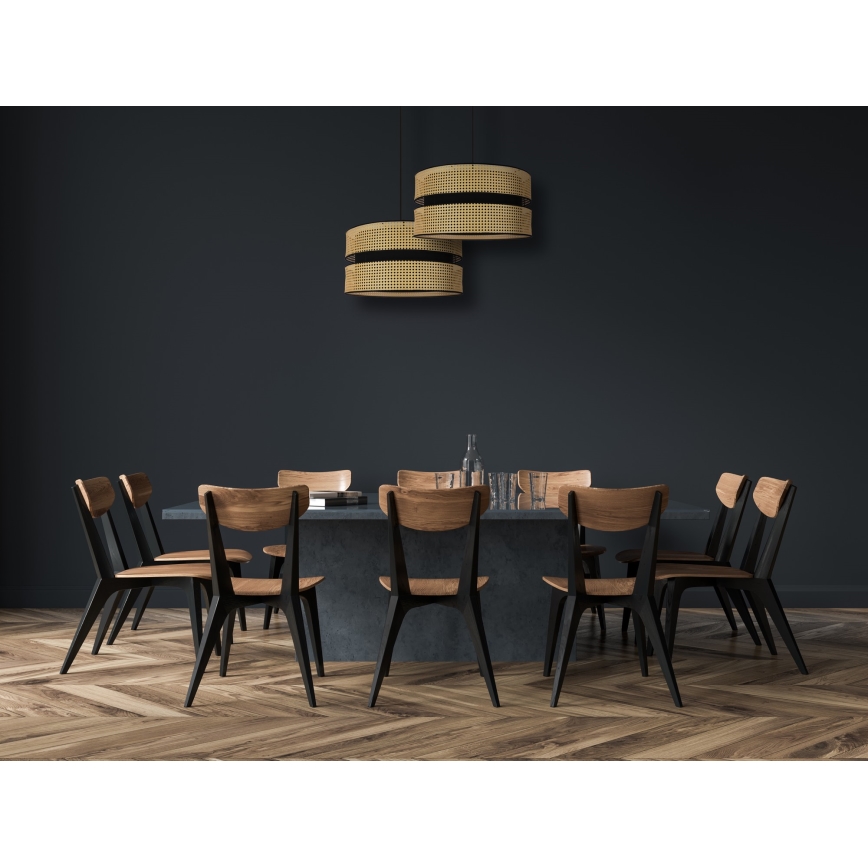 Duolla - Candeeiro suspenso DUO 1xE27/15W/230V diâmetro 40 cm vime/preto