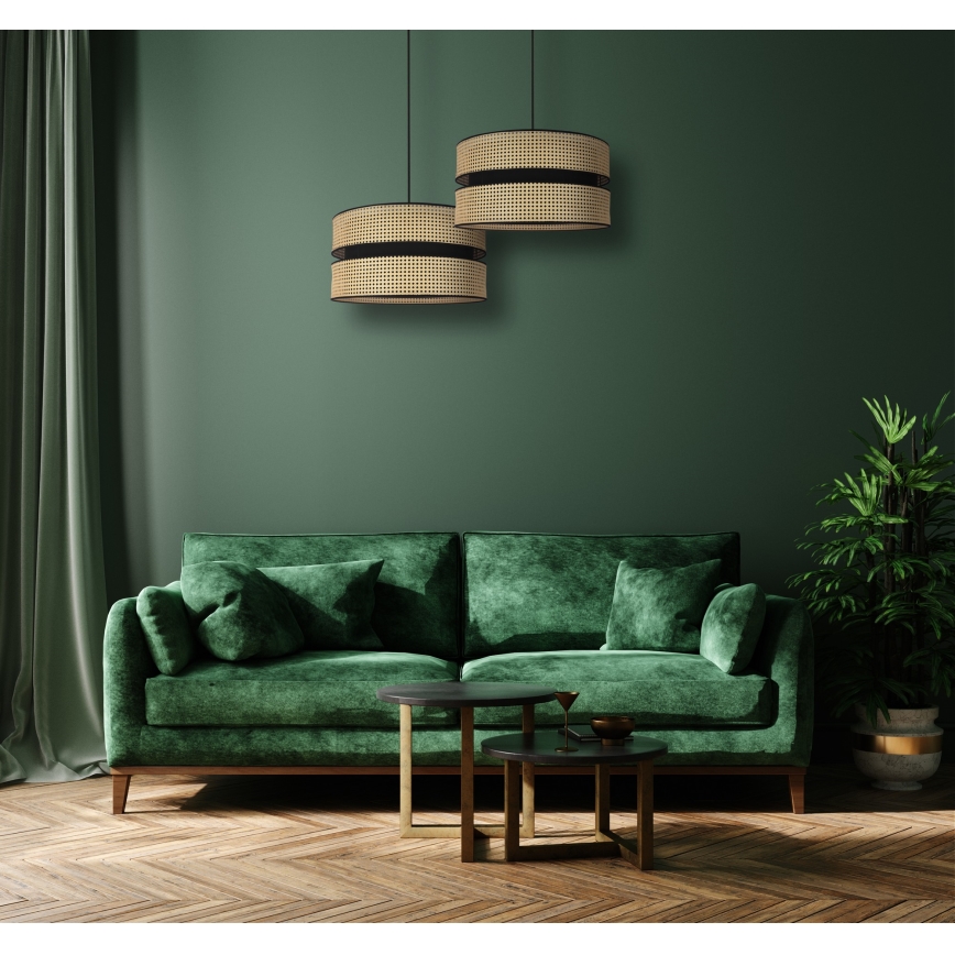 Duolla - Candeeiro suspenso DUO 1xE27/15W/230V diâmetro 40 cm vime/preto