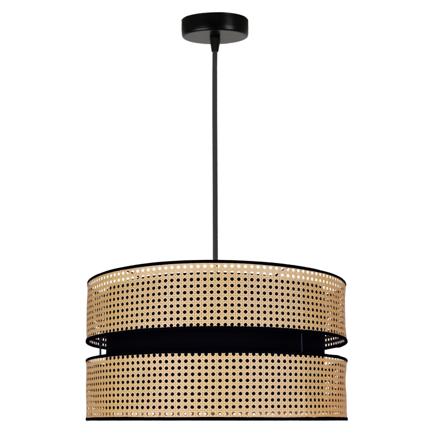 Duolla - Candeeiro suspenso DUO 1xE27/15W/230V diâmetro 40 cm vime/preto