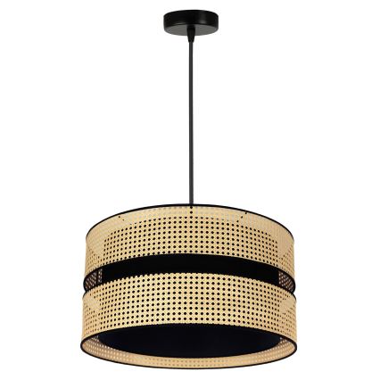 Duolla - Candeeiro suspenso DUO 1xE27/15W/230V diâmetro 40 cm vime/preto