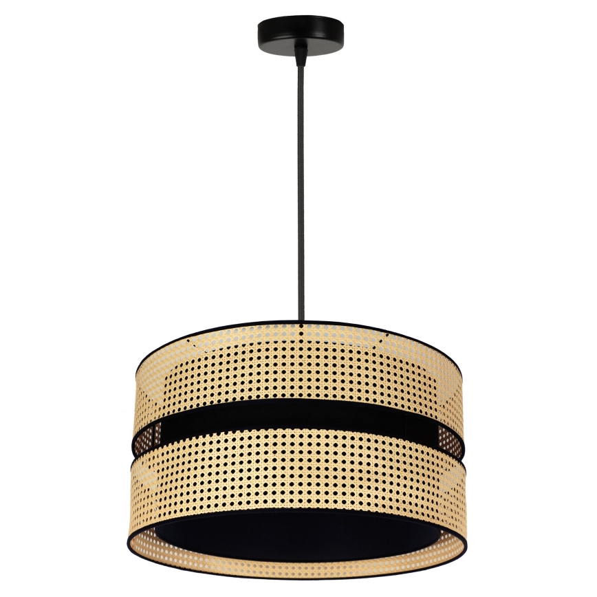 Duolla - Candeeiro suspenso DUO 1xE27/15W/230V diâmetro 40 cm vime/preto