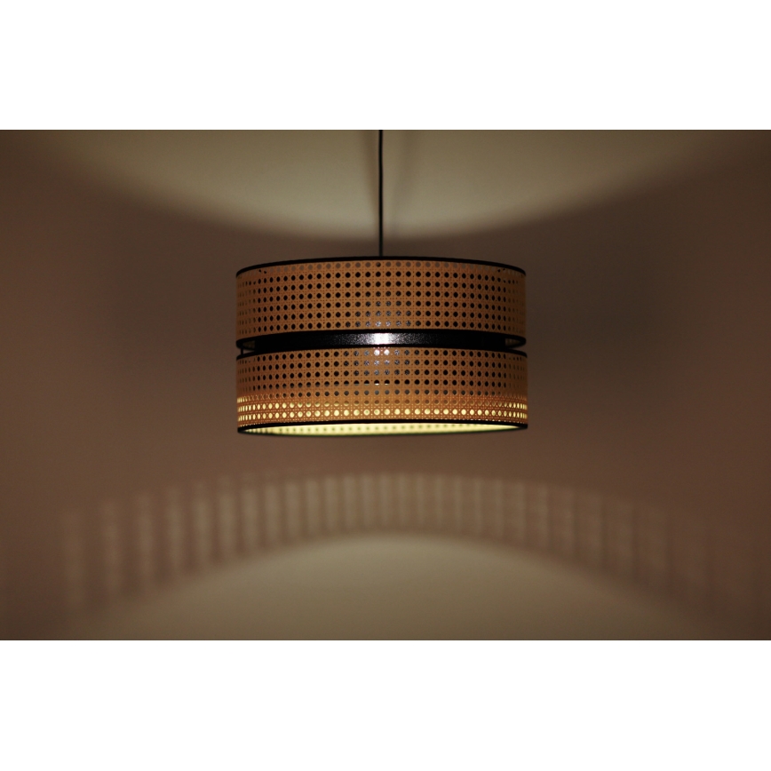 Duolla - Candeeiro suspenso DUO 1xE27/15W/230V diâmetro 40 cm vime/preto