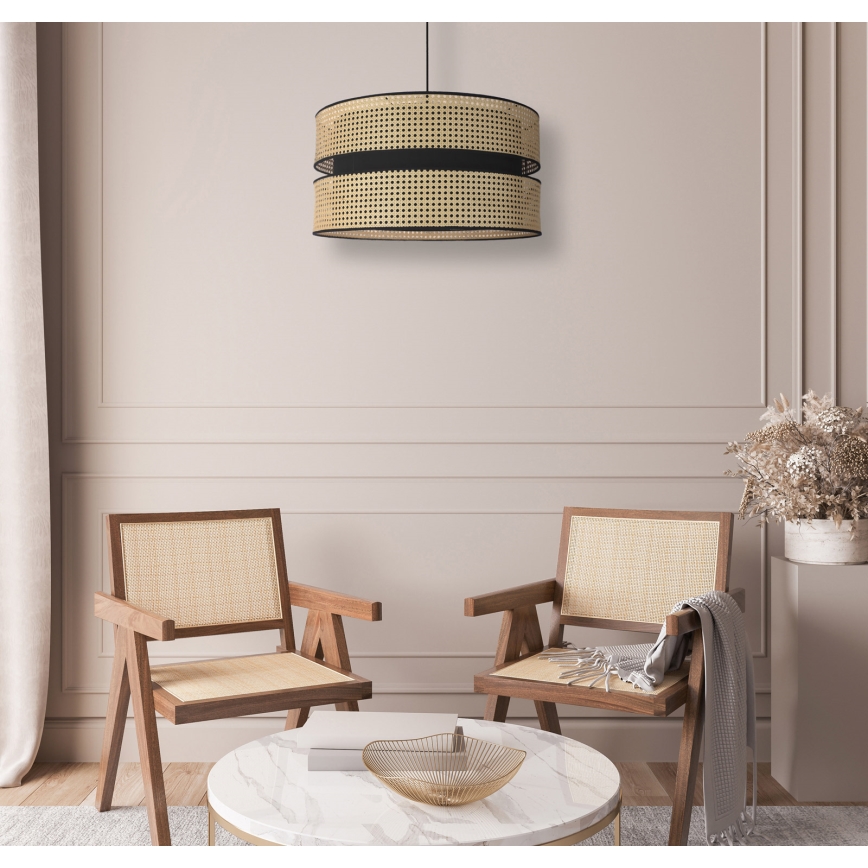 Duolla - Candeeiro suspenso DUO 1xE27/15W/230V diâmetro 40 cm vime/preto