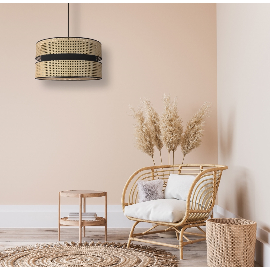Duolla - Candeeiro suspenso DUO 1xE27/15W/230V diâmetro 40 cm vime/preto