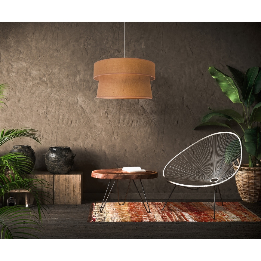 Duolla - Candeeiro suspenso ETNIC 1xE27/40W/230V diâmetro 45 cm bege