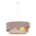 Duolla - Candeeiro suspenso KOBO 1xE27/15W/230V diâmetro 45 cm bege/dourado/creme