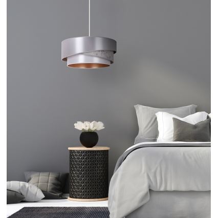 Duolla - Candeeiro suspenso KOBO 1xE27/15W/230V diâmetro 45 cm prateado/dourado