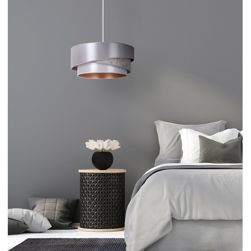 Duolla - Candeeiro suspenso KOBO 1xE27/15W/230V diâmetro 45 cm prateado/dourado