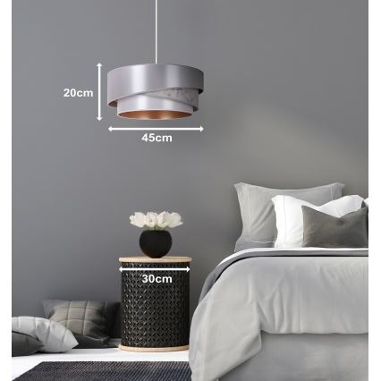 Duolla - Candeeiro suspenso KOBO 1xE27/15W/230V diâmetro 45 cm prateado/dourado