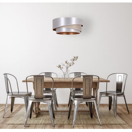 Duolla - Candeeiro suspenso KOBO 1xE27/15W/230V diâmetro 45 cm prateado/dourado