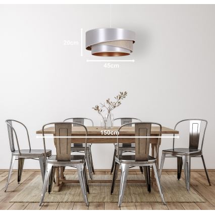 Duolla - Candeeiro suspenso KOBO 1xE27/15W/230V diâmetro 45 cm prateado/dourado