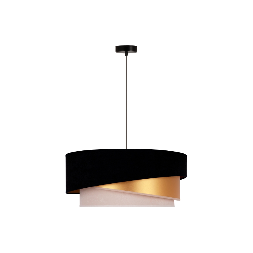 Duolla - Candeeiro suspenso KOBO 1xE27/15W/230V diâmetro 45 cm preto/dourado/creme