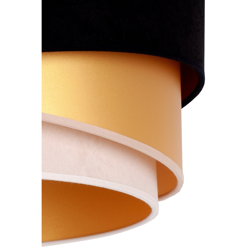 Duolla - Candeeiro suspenso KOBO 1xE27/15W/230V diâmetro 45 cm preto/dourado/creme