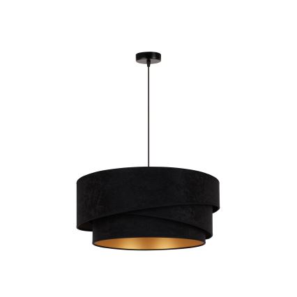 Duolla - Candeeiro suspenso KOBO 1xE27/15W/230V diâmetro 45 cm preto/dourado