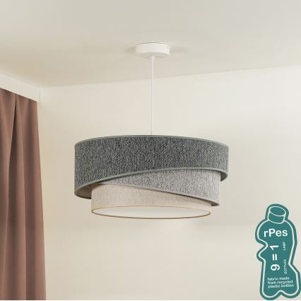 Duolla - Candeeiro suspenso KOBO ECO RECYCLING 1xE27/15W/230V diâmetro 45 cm verde/cinzento/creme