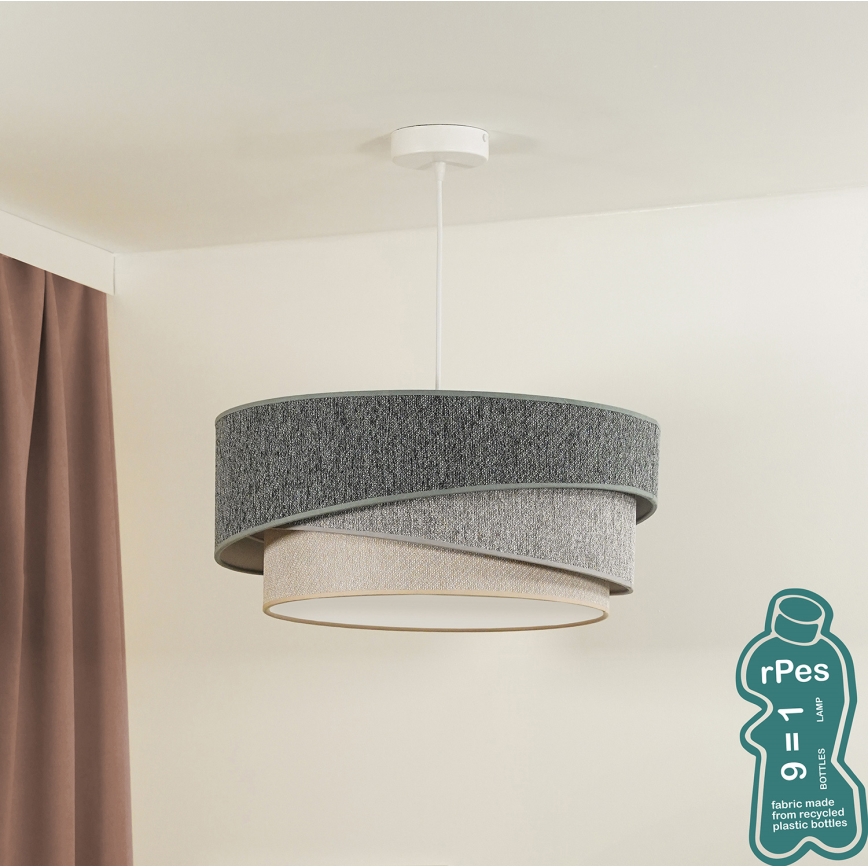 Duolla - Candeeiro suspenso KOBO ECO RECYCLING 1xE27/15W/230V diâmetro 45 cm verde/cinzento/creme