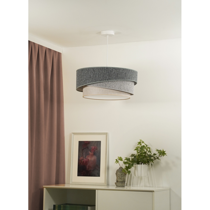 Duolla - Candeeiro suspenso KOBO ECO RECYCLING 1xE27/15W/230V diâmetro 45 cm verde/cinzento/creme